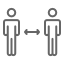 Social Distancing illustration people icon at the Highland Corner Grill Restaurant.